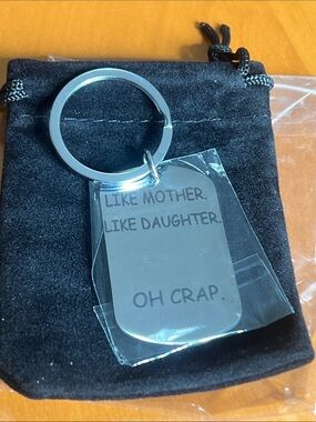 New Engraved Stainless Steel 'Like Mother, Like Daughter' Keychain - Silver